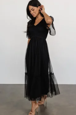 Martha Smocked Tulle Dress | Black