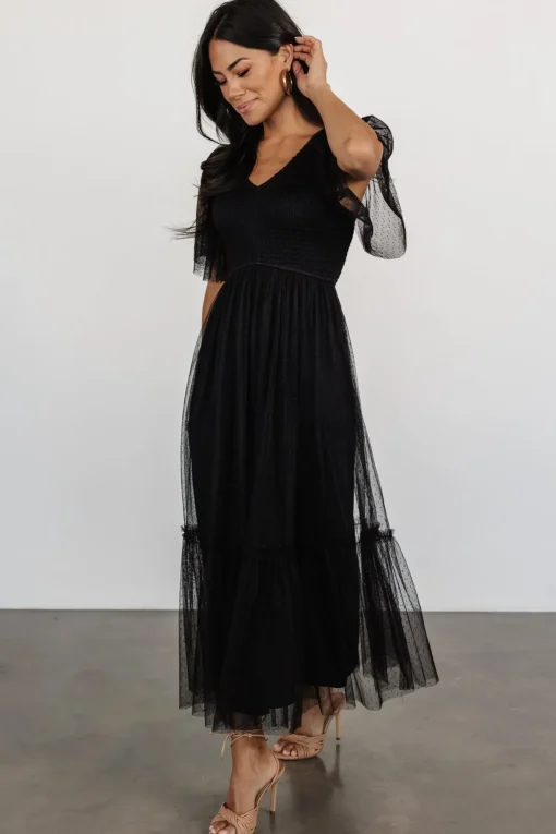 Martha Smocked Tulle Dress | Black