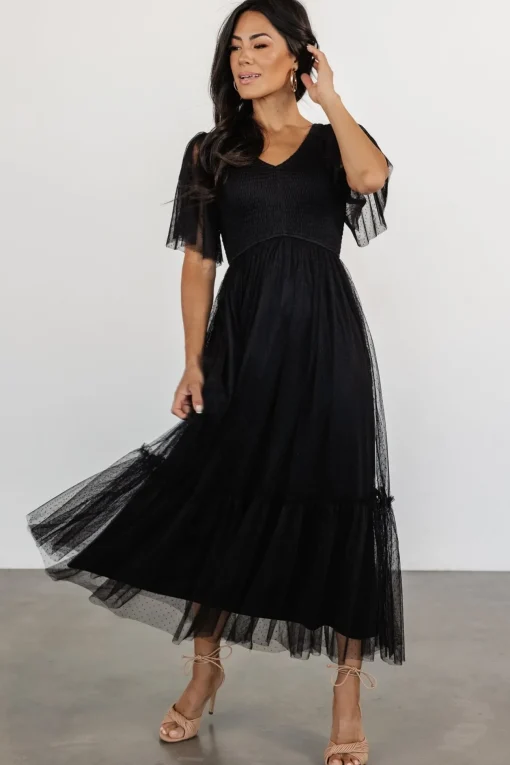 Martha Smocked Tulle Dress | Black