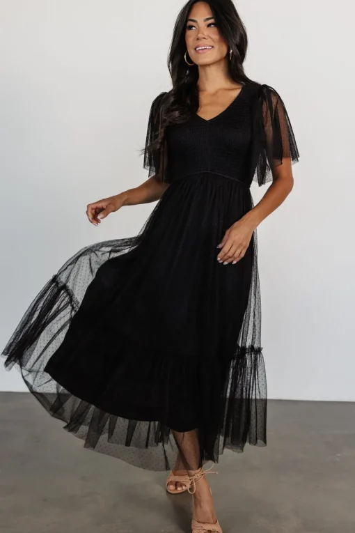 Martha Smocked Tulle Dress | Black