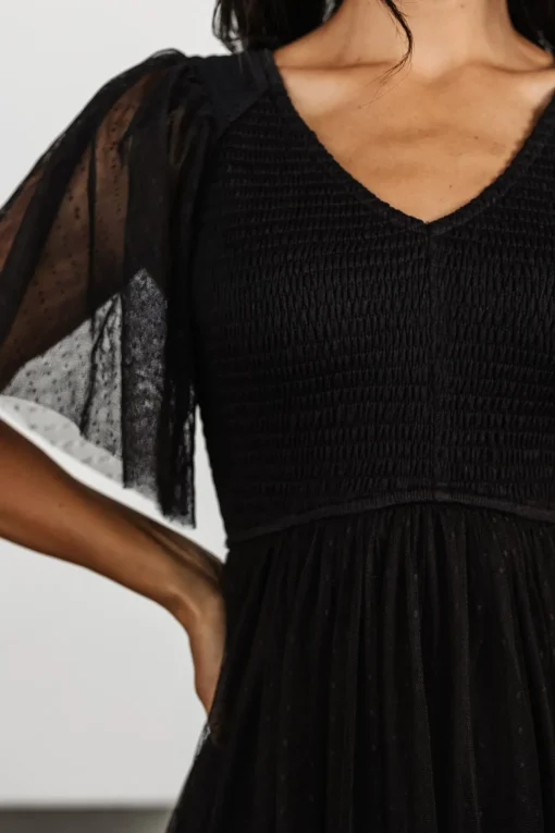 Martha Smocked Tulle Dress | Black
