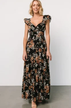Martina Maxi Dress | Black + Copper Floral