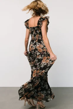 Martina Maxi Dress | Black + Copper Floral