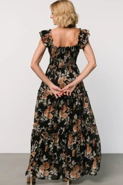 Martina Maxi Dress | Black + Copper Floral