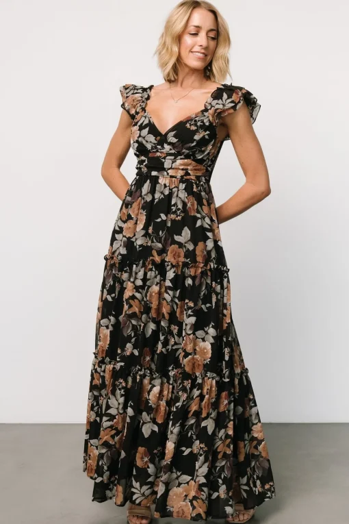 Martina Maxi Dress | Black + Copper Floral