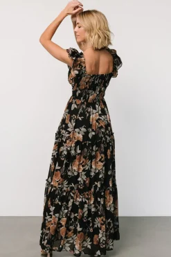 Martina Maxi Dress | Black + Copper Floral