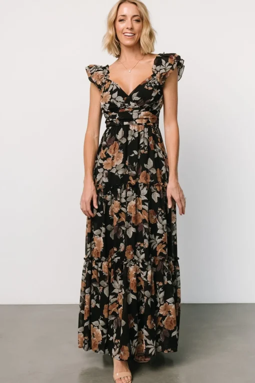Martina Maxi Dress | Black + Copper Floral