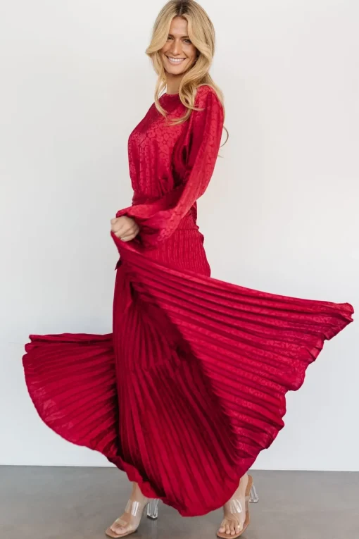 Marva Pleated Maxi Dress | Wine