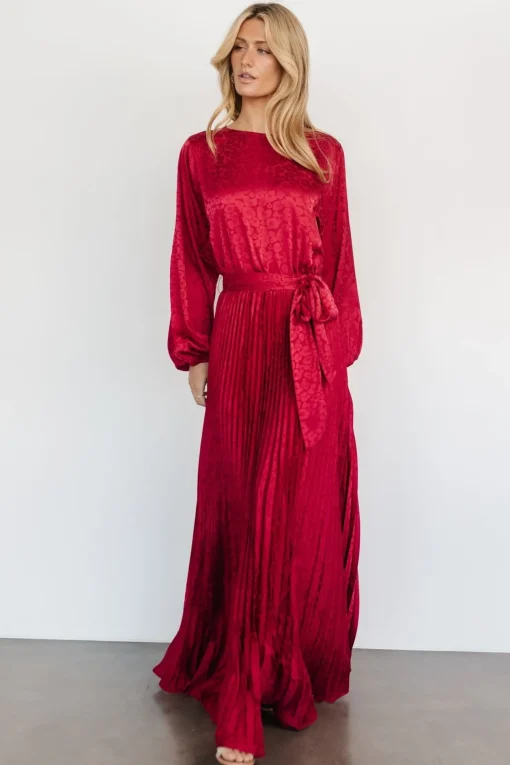 Marva Pleated Maxi Dress | Wine