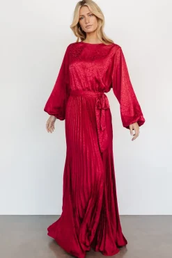 Marva Pleated Maxi Dress | Wine