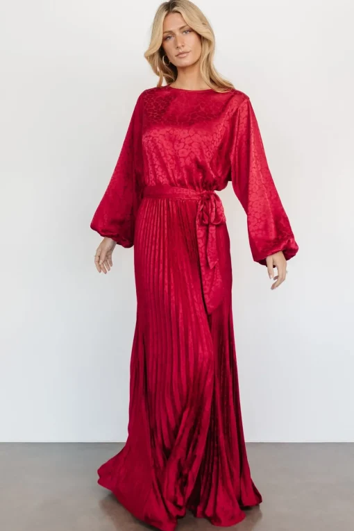 Marva Pleated Maxi Dress | Wine