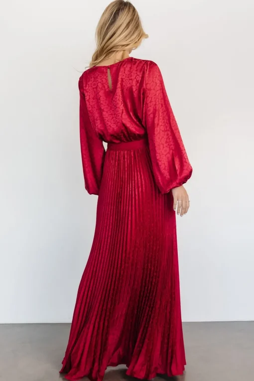 Marva Pleated Maxi Dress | Wine