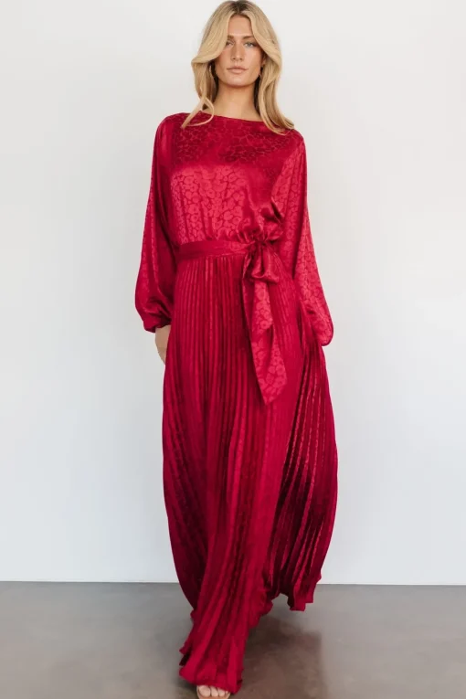 Marva Pleated Maxi Dress | Wine
