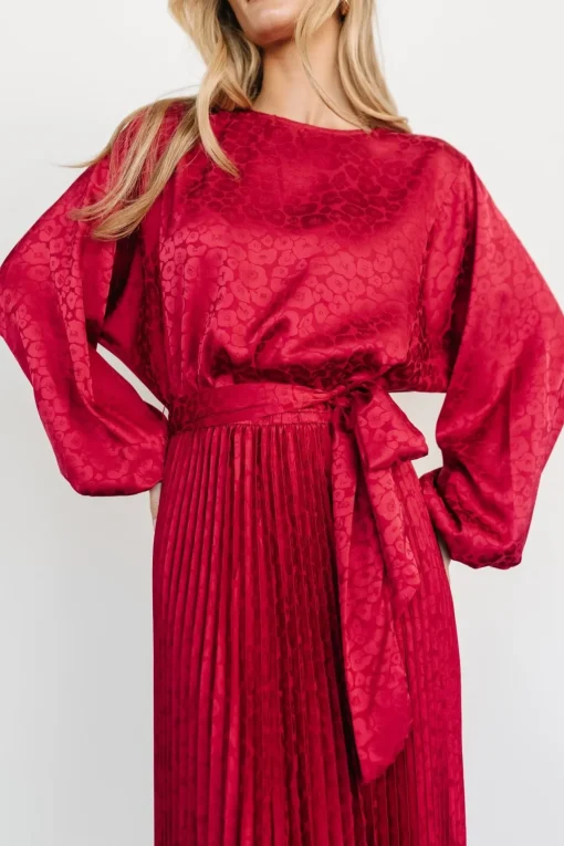 Marva Pleated Maxi Dress | Wine