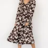 Matilda Smocked Midi Dress | Brown Floral