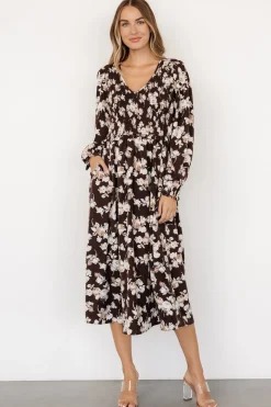 Matilda Smocked Midi Dress | Brown Floral