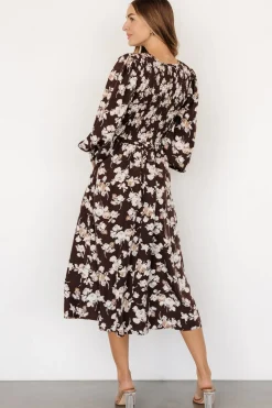Matilda Smocked Midi Dress | Brown Floral