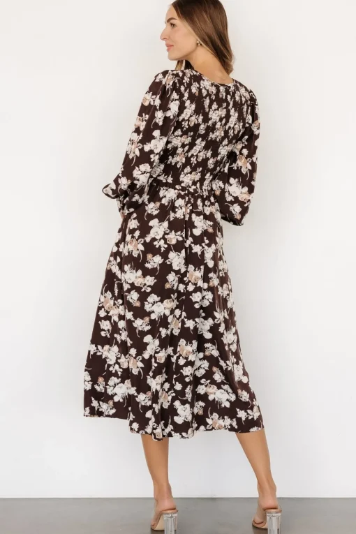Matilda Smocked Midi Dress | Brown Floral
