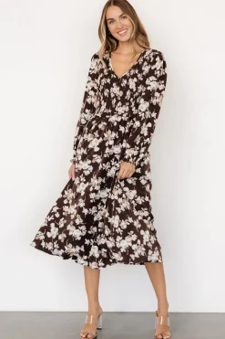 Matilda Smocked Midi Dress | Brown Floral
