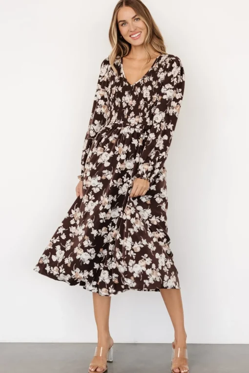 Matilda Smocked Midi Dress | Brown Floral