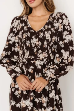 Matilda Smocked Midi Dress | Brown Floral