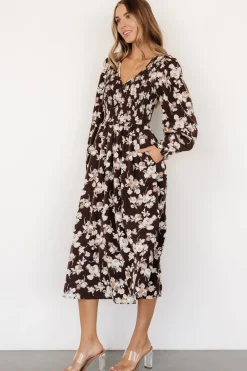 Matilda Smocked Midi Dress | Brown Floral