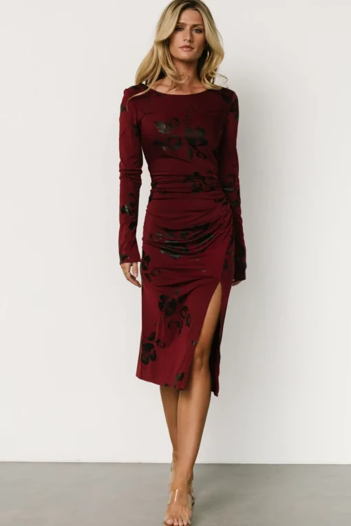 McQueen Midi Dress | Merlot + Black