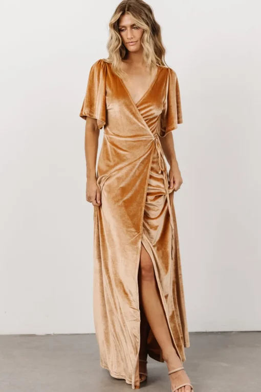 Meghan Velvet Wrap Maxi Dress | Golden Hour