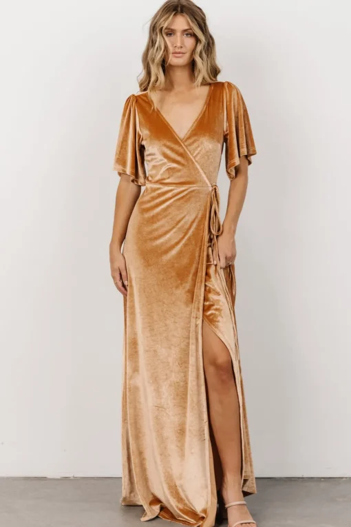 Meghan Velvet Wrap Maxi Dress | Golden Hour