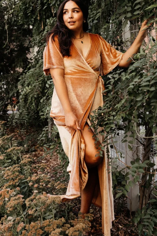 Meghan Velvet Wrap Maxi Dress | Golden Hour