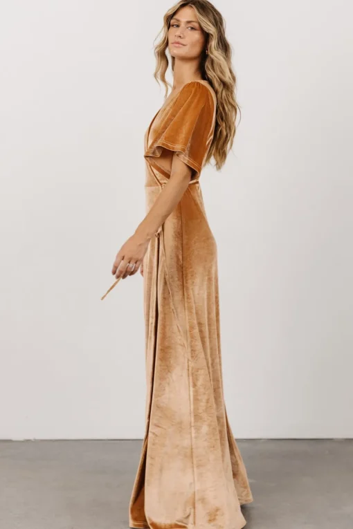 Meghan Velvet Wrap Maxi Dress | Golden Hour