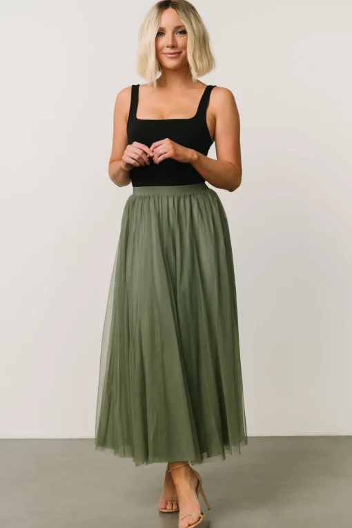 Mila Tulle Skirt | Dark Sage