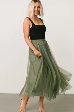 Mila Tulle Skirt | Dark Sage