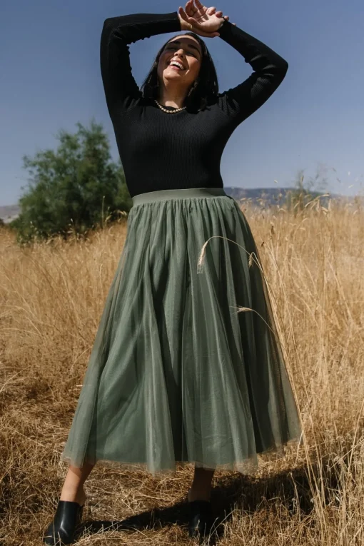 Mila Tulle Skirt | Dark Sage