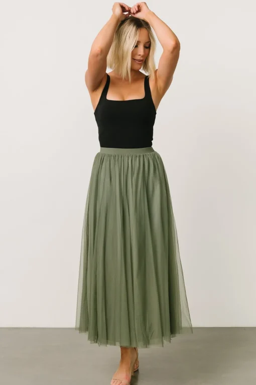 Mila Tulle Skirt | Dark Sage