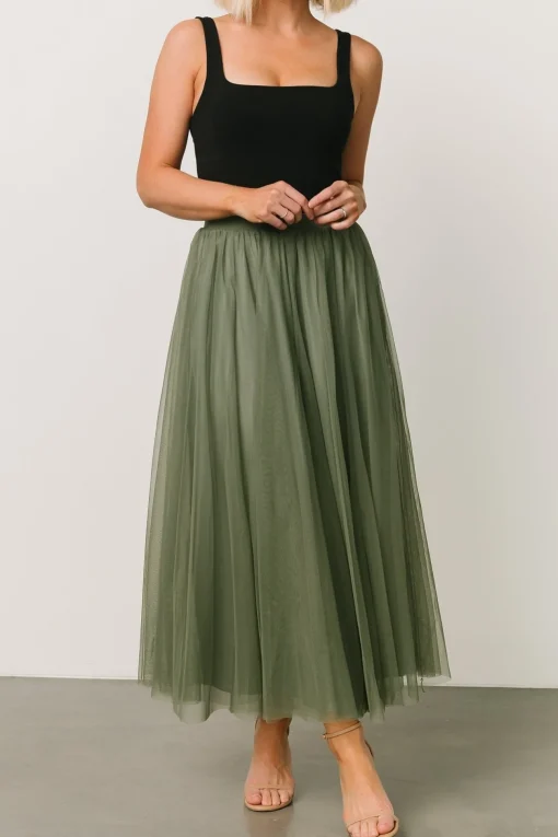 Mila Tulle Skirt | Dark Sage