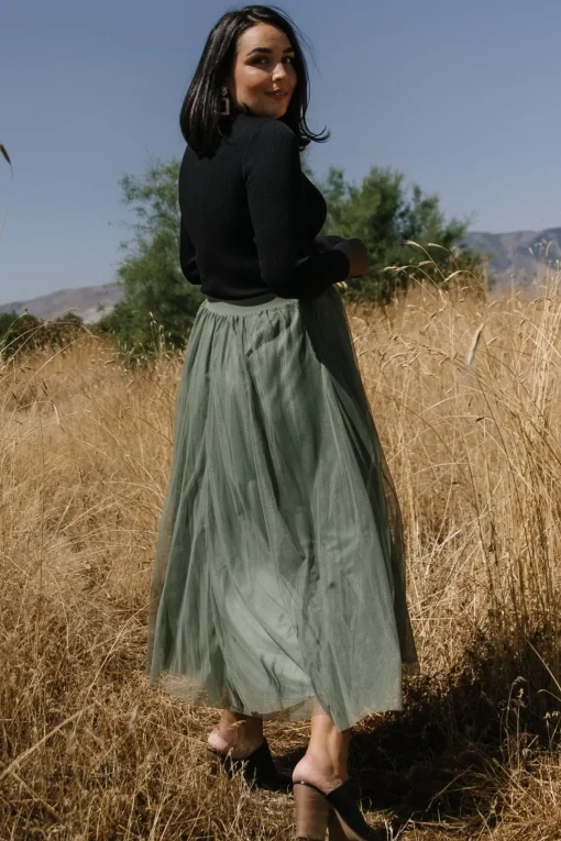 Mila Tulle Skirt | Dark Sage