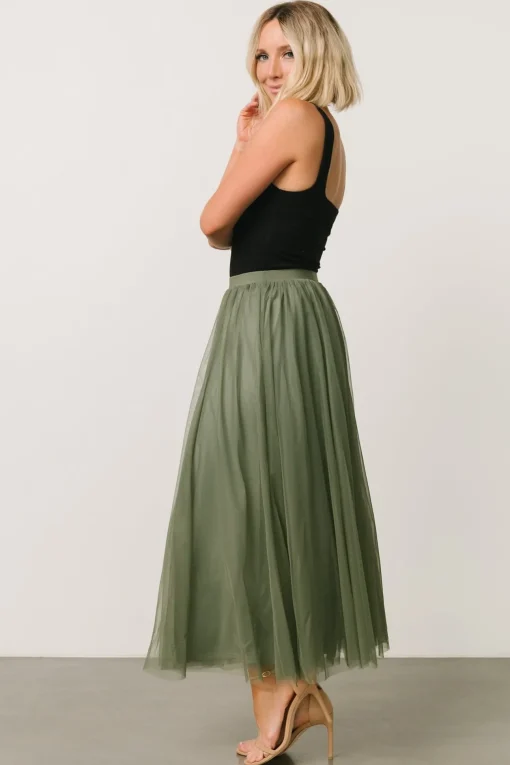 Mila Tulle Skirt | Dark Sage