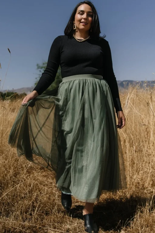 Mila Tulle Skirt | Dark Sage