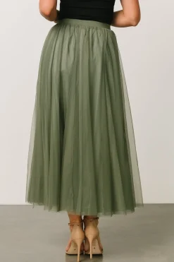 Mila Tulle Skirt | Dark Sage