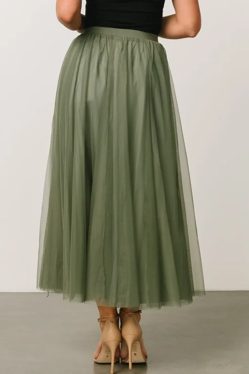 Mila Tulle Skirt | Dark Sage