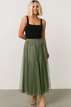 Mila Tulle Skirt | Dark Sage