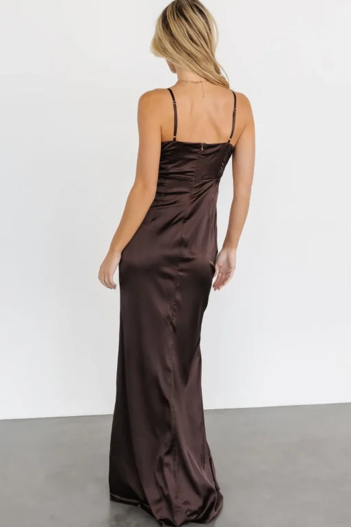 Monet Satin Gown | Dark Brown