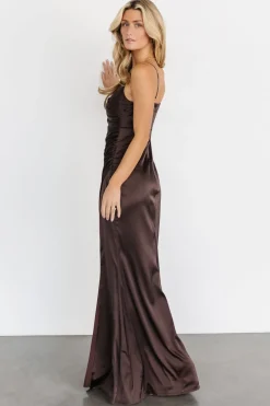 Monet Satin Gown | Dark Brown