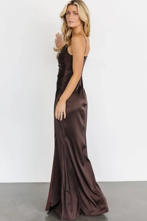 Monet Satin Gown | Dark Brown