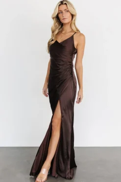 Monet Satin Gown | Dark Brown