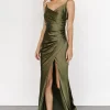 Monet Satin Gown | Olive