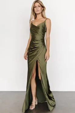 Monet Satin Gown | Olive