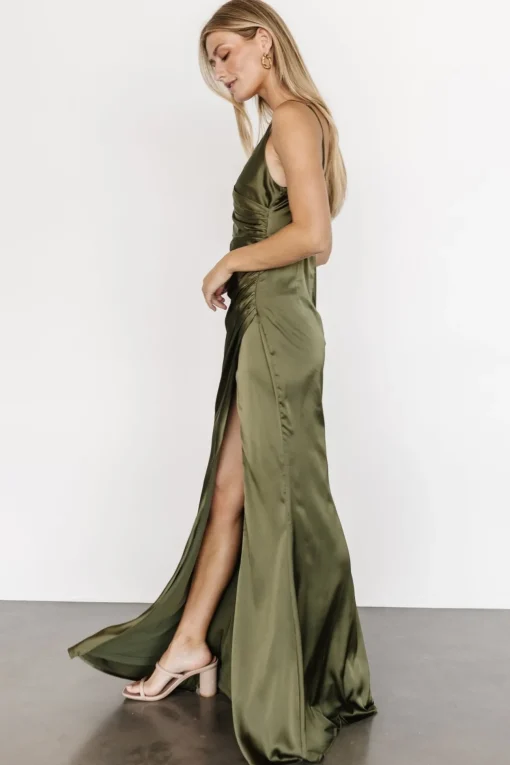 Monet Satin Gown | Olive