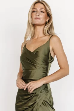 Monet Satin Gown | Olive